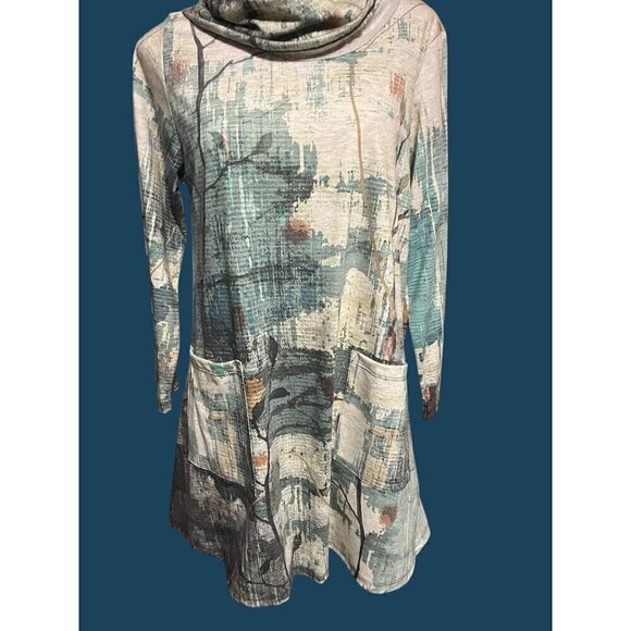 nwt JESS AND JANE EMERALD TUNIC OR DRESS SIZE MED COWL NECK FRONT POCKETS - Picture 14 of 16